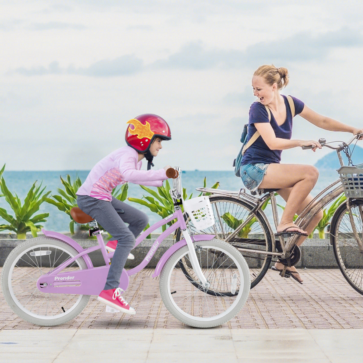 Kids' Bike with Training Wheels and Basket - Carbon Steel Frame-Kids Bike-DECOROLALA