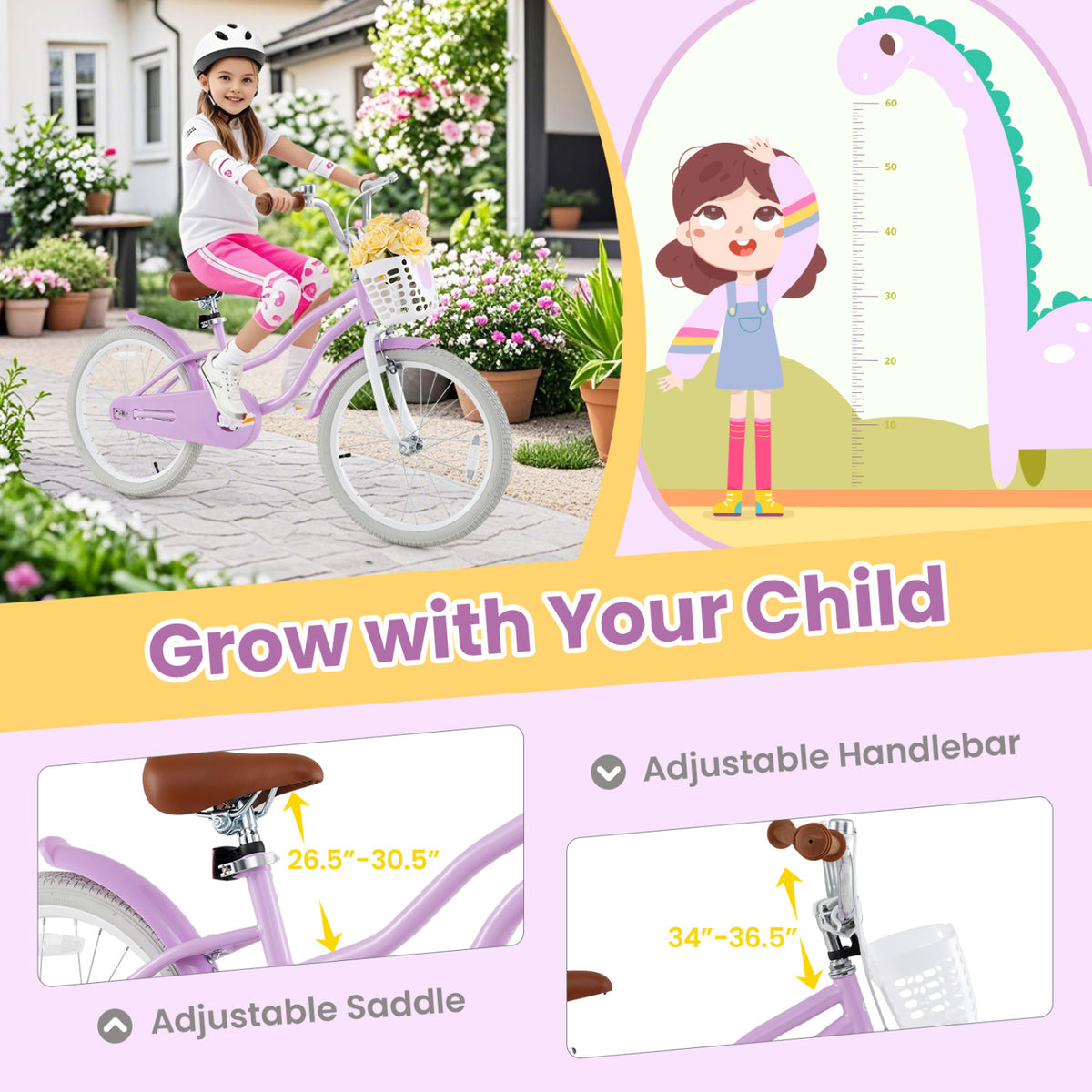 Kids' Bike with Training Wheels and Basket - Carbon Steel Frame-Kids Bike-DECOROLALA