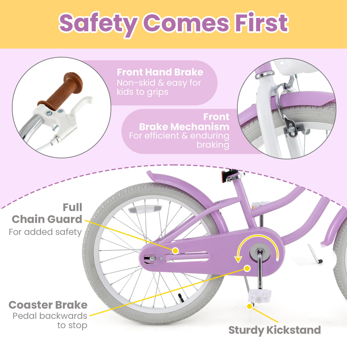 Kids' Bike with Training Wheels and Basket - Carbon Steel Frame-Kids Bike-DECOROLALA