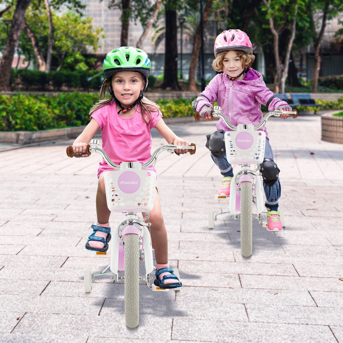Kids' Bike with Training Wheels and Basket - Carbon Steel Frame-Kids Bike-DECOROLALA