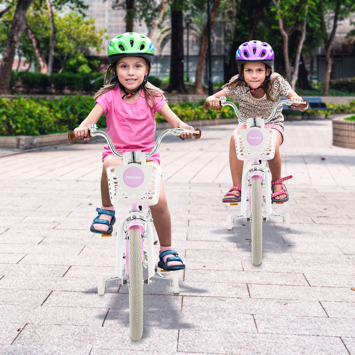 Kids' Bike with Training Wheels and Basket - Carbon Steel Frame-Kids Bike-DECOROLALA