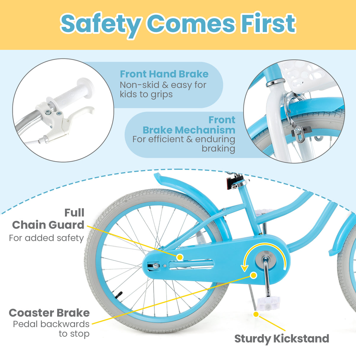 Kids Bike with Training Wheels and Dual Brakes - Adjustable Seat-Kids Bike-DECOROLALA