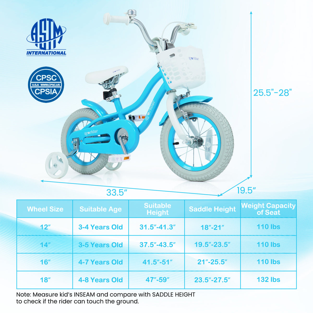 Kids Bike with Training Wheels and Dual Brakes - Adjustable Seat-Kids Bike-DECOROLALA