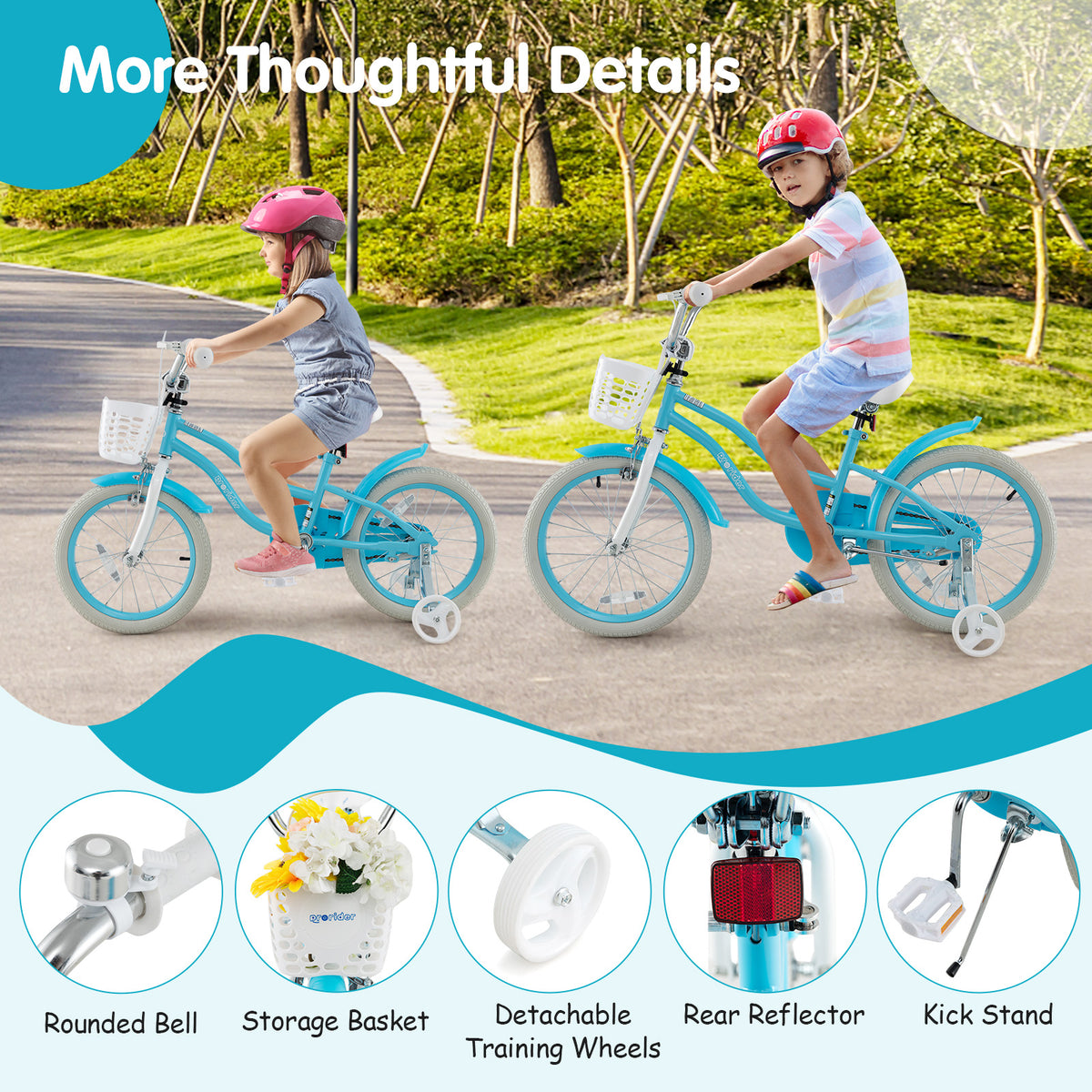 Kids Bike with Training Wheels and Dual Brakes - Adjustable Seat-Kids Bike-DECOROLALA