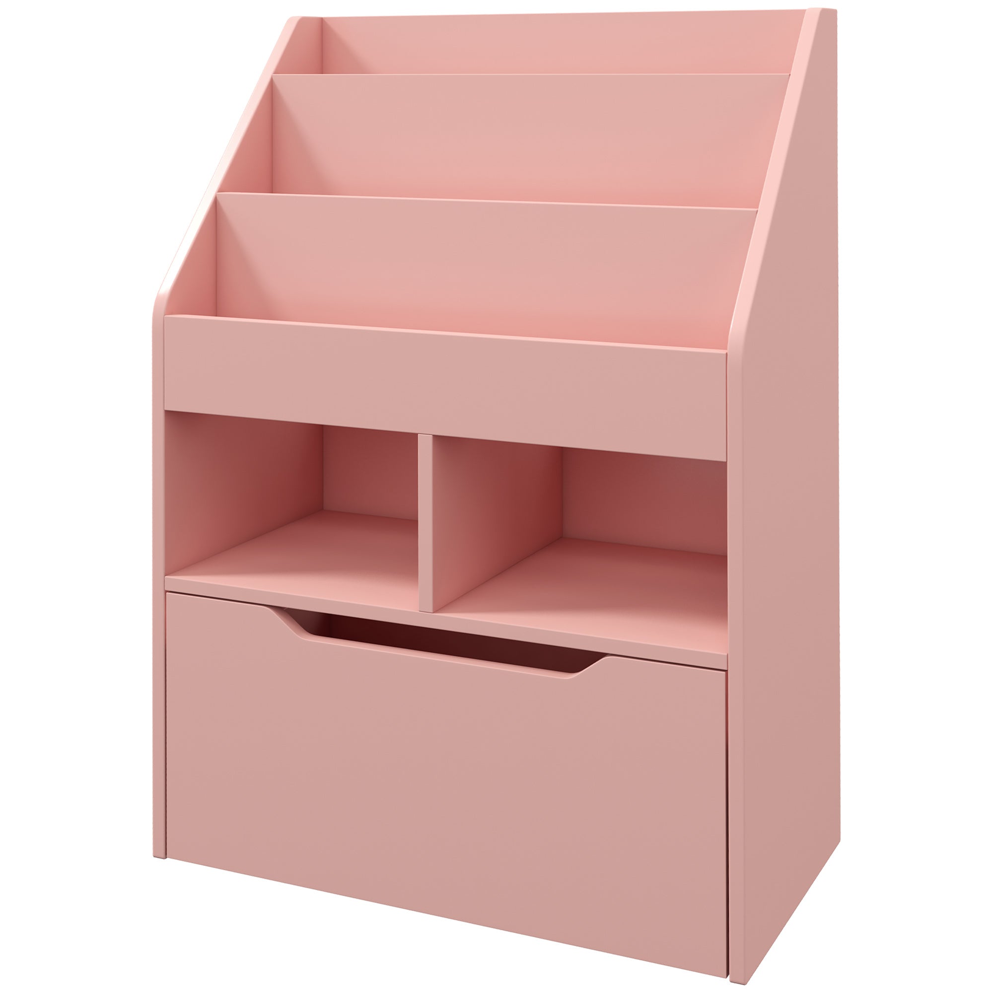 Kids Bookcase with Storage Drawer for Books, Reading Nook, for Classroom, Bedroom, Playroom, Pink-Toys & Games > Toddler & Kids Furniture > Baby & Kids Storage-DECOROLALA