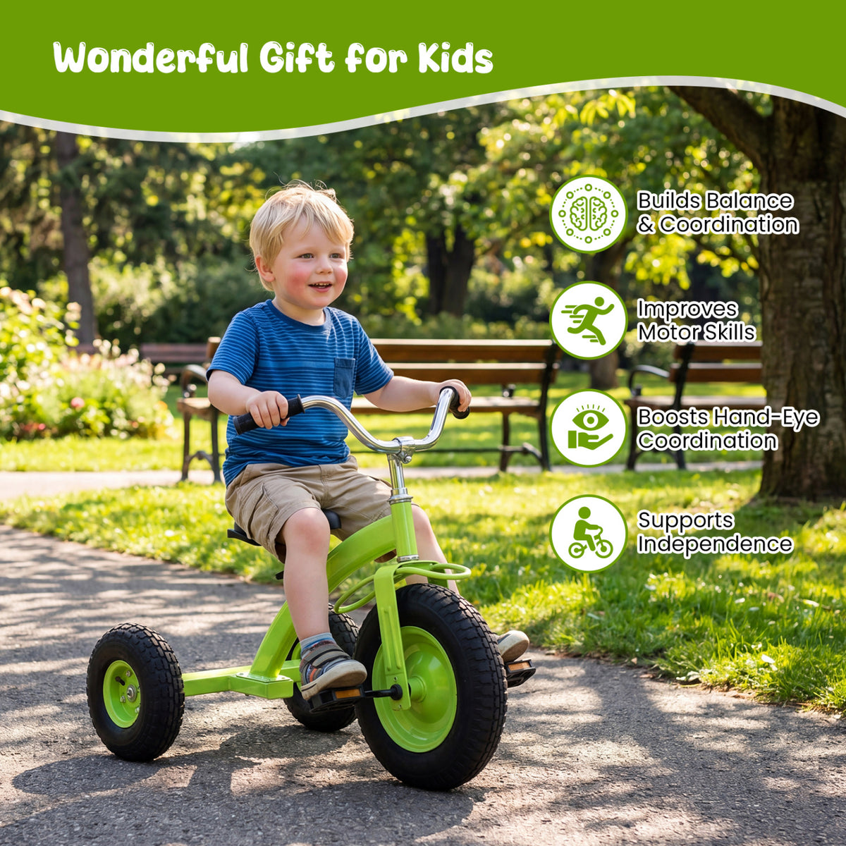 Kids Carbon Steel Bike with 15 Inch Inflatable Rubber Tires