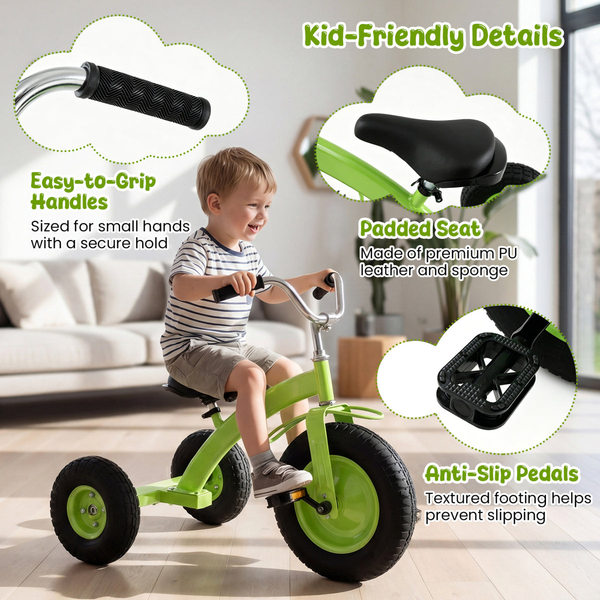 Kids Carbon Steel Bike with 15 Inch Inflatable Rubber Tires