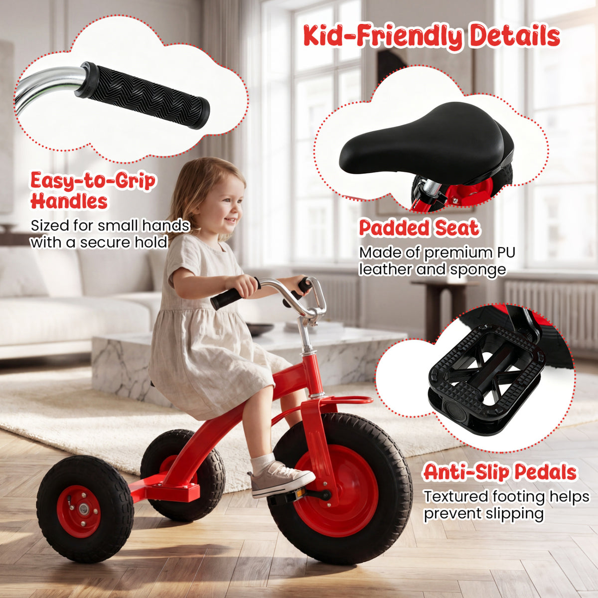 Kids Carbon Steel Bike with 15 Inch Inflatable Rubber Tires