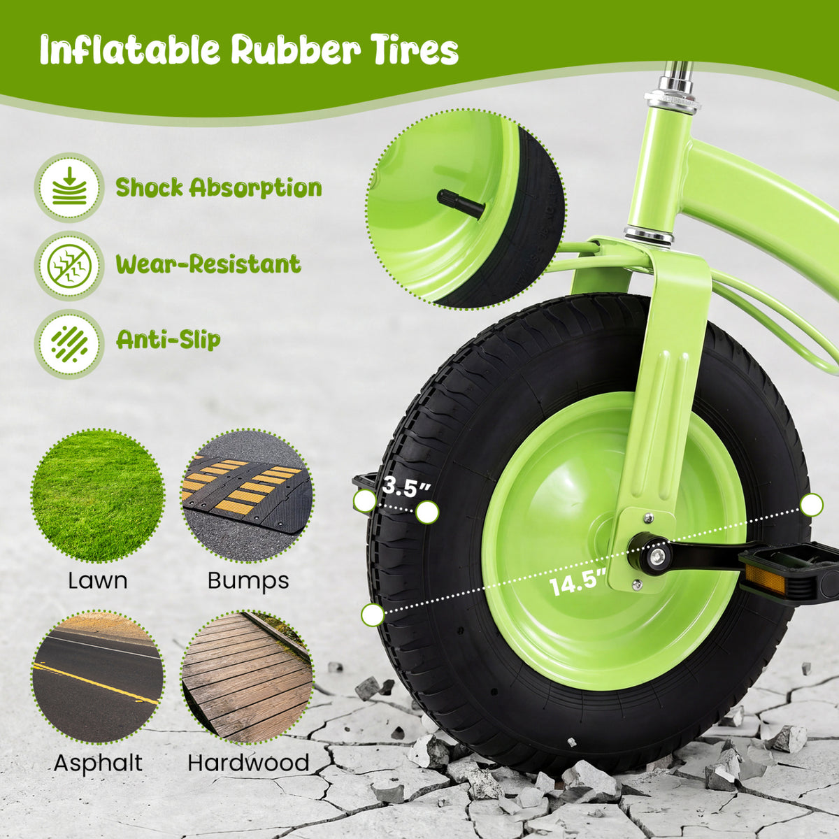 Kids Carbon Steel Bike with 15 Inch Inflatable Rubber Tires