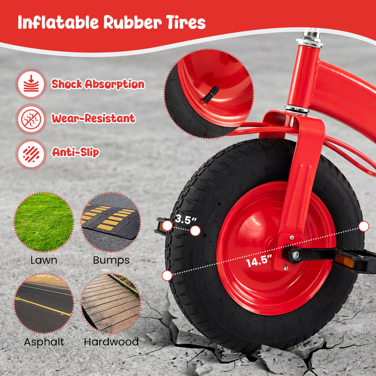 Kids Carbon Steel Bike with 15 Inch Inflatable Rubber Tires