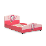 Kids Children Upholstered Platform Toddler Girl Pattern Bed-Toddler Beds-DECOROLALA