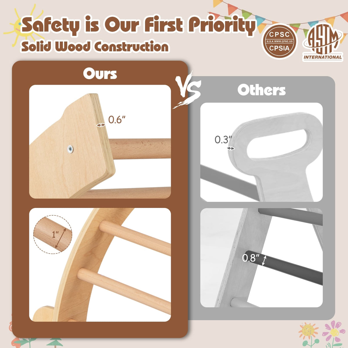 Kids Climbing Arch with Cushion Montessori Arch Climber/Rocker for Toddlers