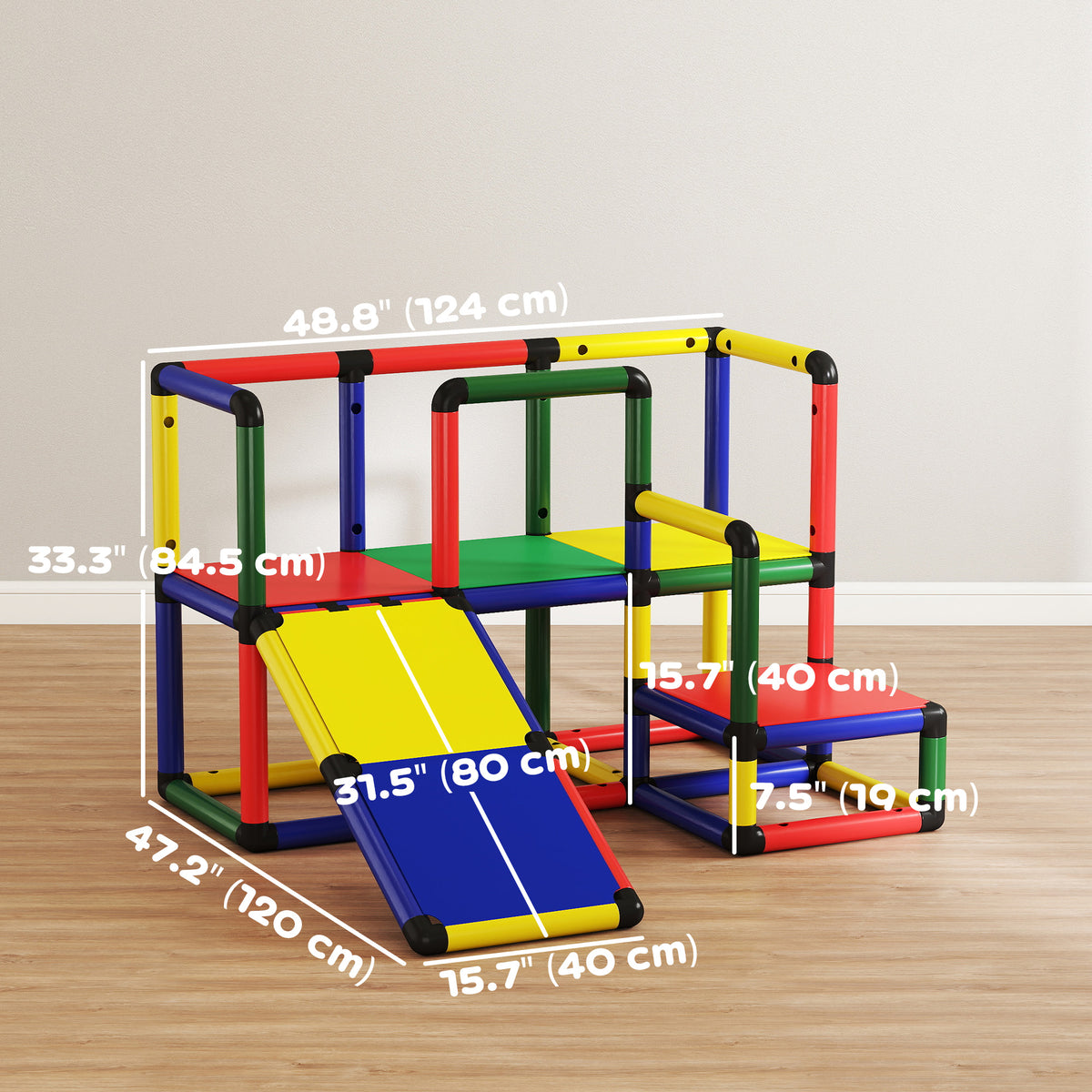 Kids Climbing Structure, Toddler Climbing Toys with Slide and Platform, Play Gym for Ages 1-6 Years, Mixed Colour-Toys & Games > Kids Outdoor Play > Gym Sets & Swings-DECOROLALA