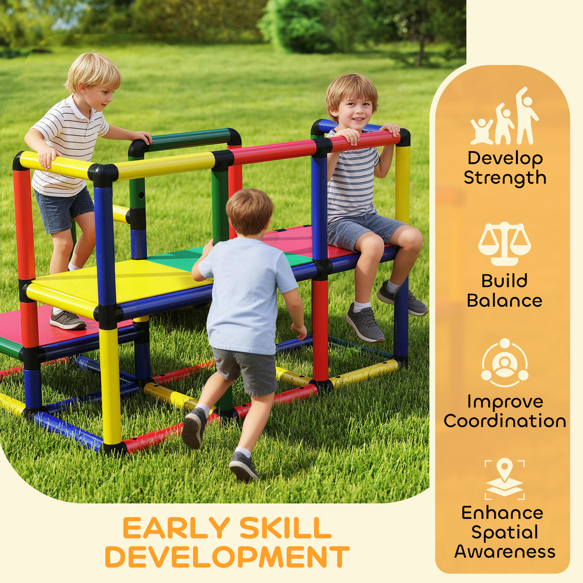 Kids Climbing Structure, Toddler Climbing Toys with Slide and Platform, Play Gym for Ages 1-6 Years, Mixed Colour-Toys & Games > Kids Outdoor Play > Gym Sets & Swings-DECOROLALA