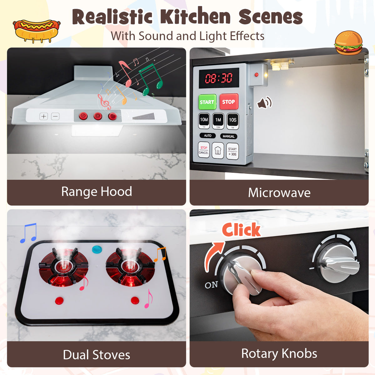 Kids Corner Pretend Kitchen Playset with Separated Washing Basin