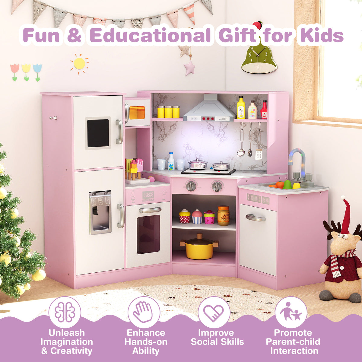 Kids Corner Pretend Kitchen Playset with Separated Washing Basin