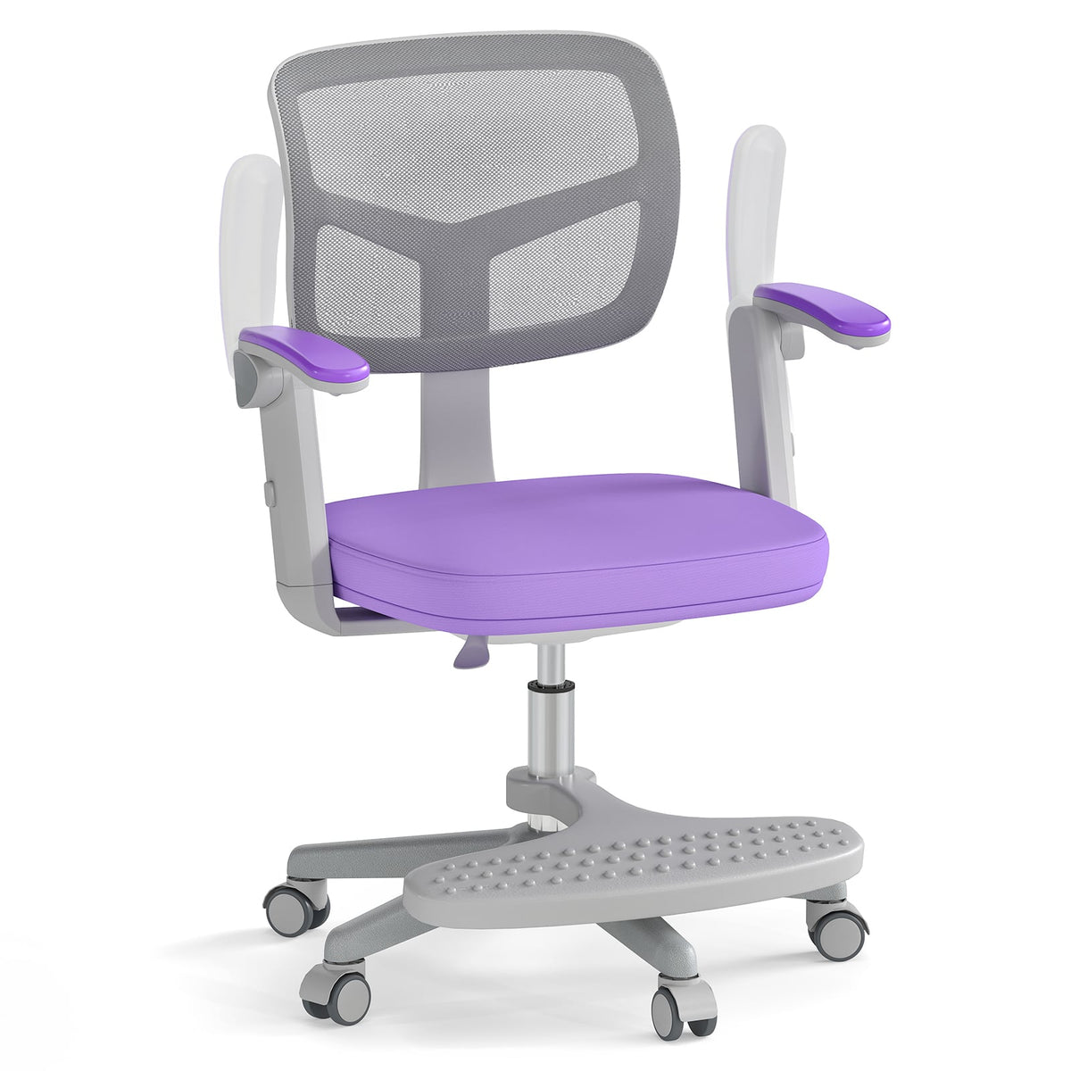 Kids Desk Chair Children Study Chair with Adjustable Height Armrest and Footrest-Purple-Kids Chairs-DECOROLALA