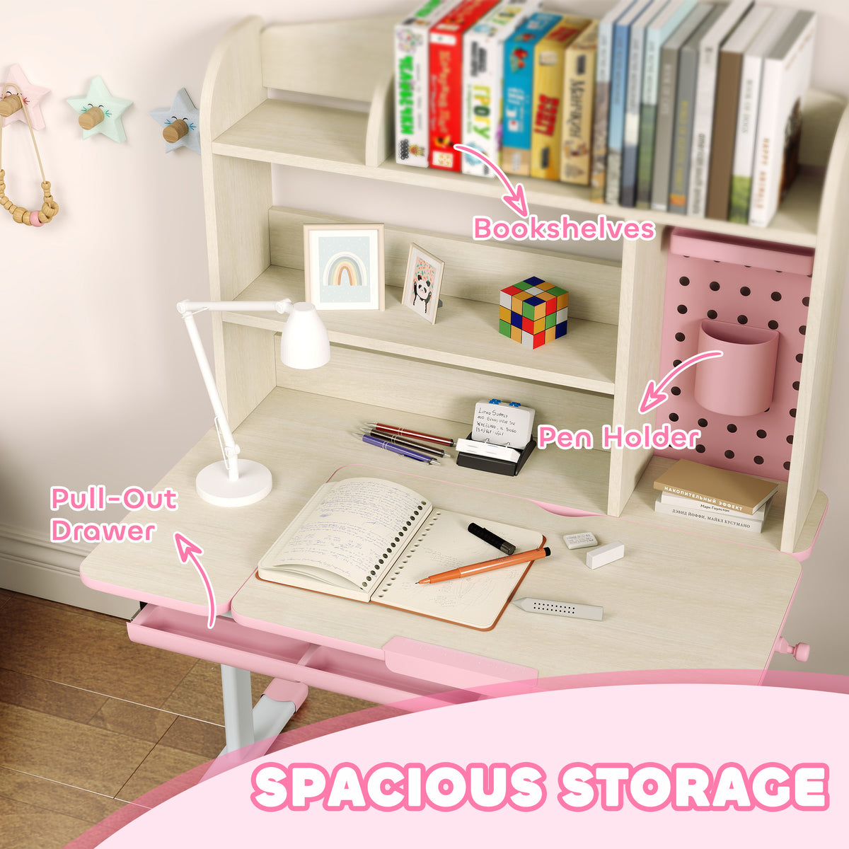 Kids Desk and Chair Set - Adjustable Height White-Toys & Games > Toddler & Kids Furniture > Kids Desk Sets-DECOROLALA