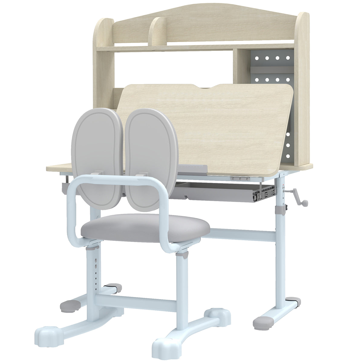 Kids Desk and Chair Set - Adjustable Height White-Toys & Games > Toddler & Kids Furniture > Kids Desk Sets-DECOROLALA