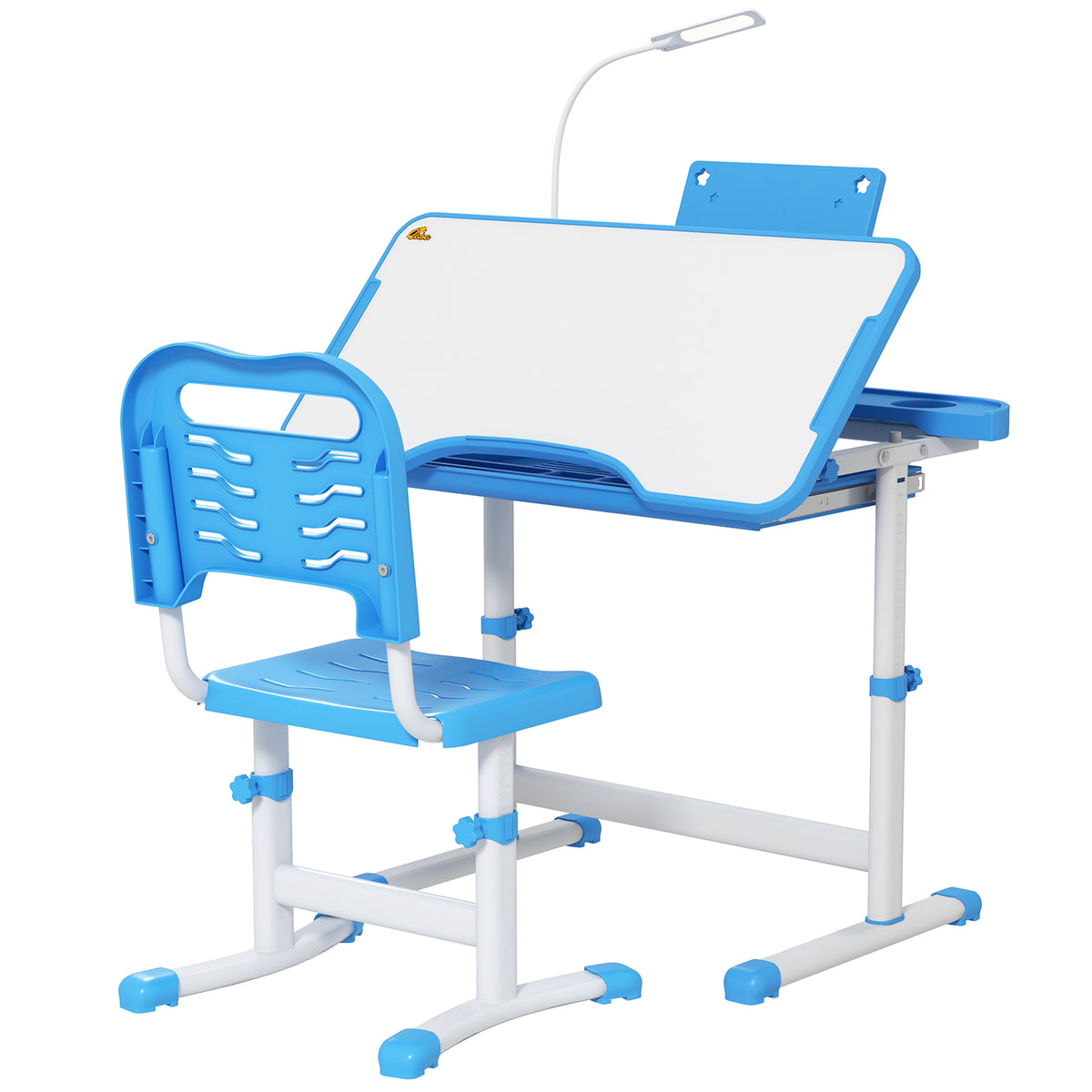 Kids Desk and Chair Set Height Adjustable Student Writing Desk Children School Study Table with Tilt Desktop-Toys & Games > Toddler & Kids Furniture > Kids Desk Sets-DECOROLALA