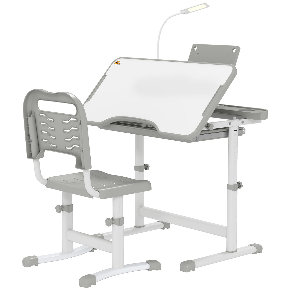 Kids Desk and Chair Set Height Adjustable Student Writing Desk Children School Study Table with Tilt Desktop-Toys & Games > Toddler & Kids Furniture > Kids Desk Sets-DECOROLALA