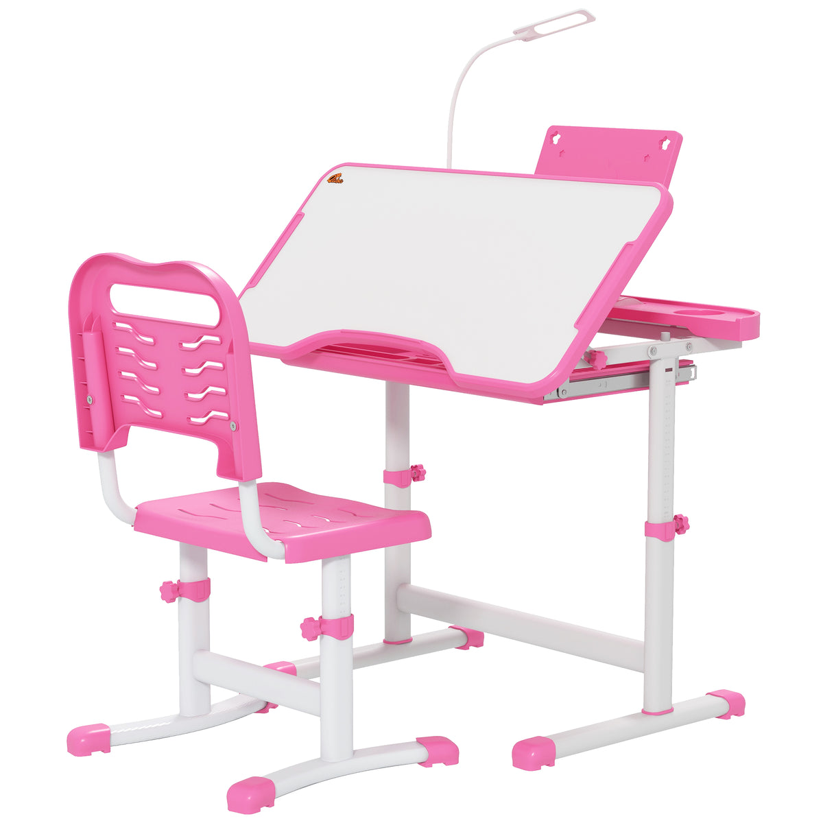 Kids Desk and Chair Set - Height Adjustable with LED Lamp-Toys & Games > Toddler & Kids Furniture > Kids Desk Sets-DECOROLALA