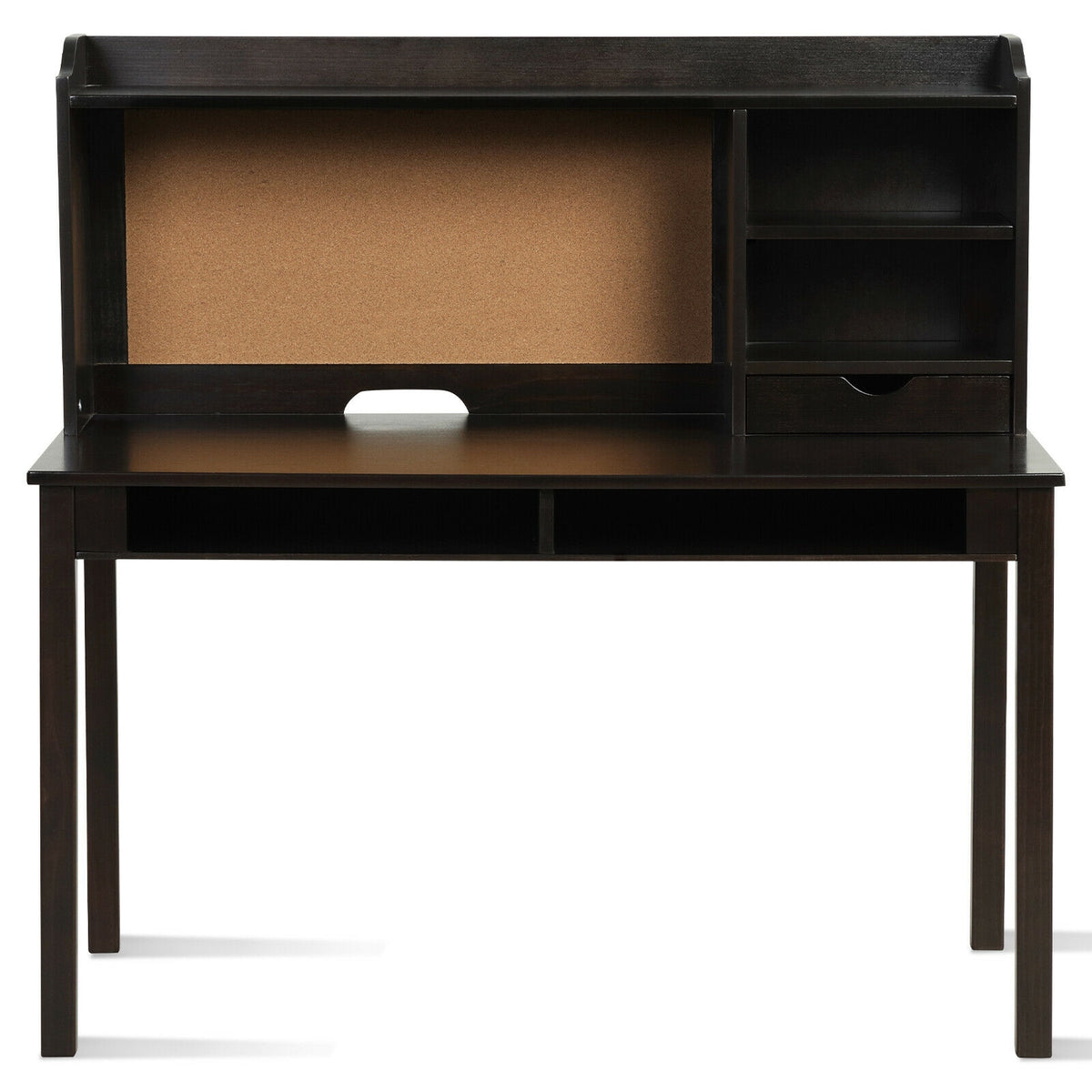 Kids Desk and Chair Set Study Writing Desk with Hutch and Bookshelves-Brown-Kids Tables & Chair Sets-DECOROLALA