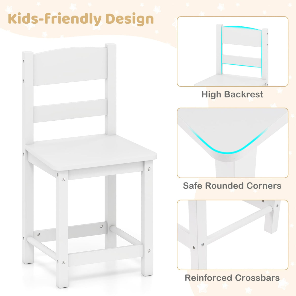 Kids Desk and Chair Set with Hutch Bulletin Board and Drawers-White-Kids Tables & Chair Sets-DECOROLALA