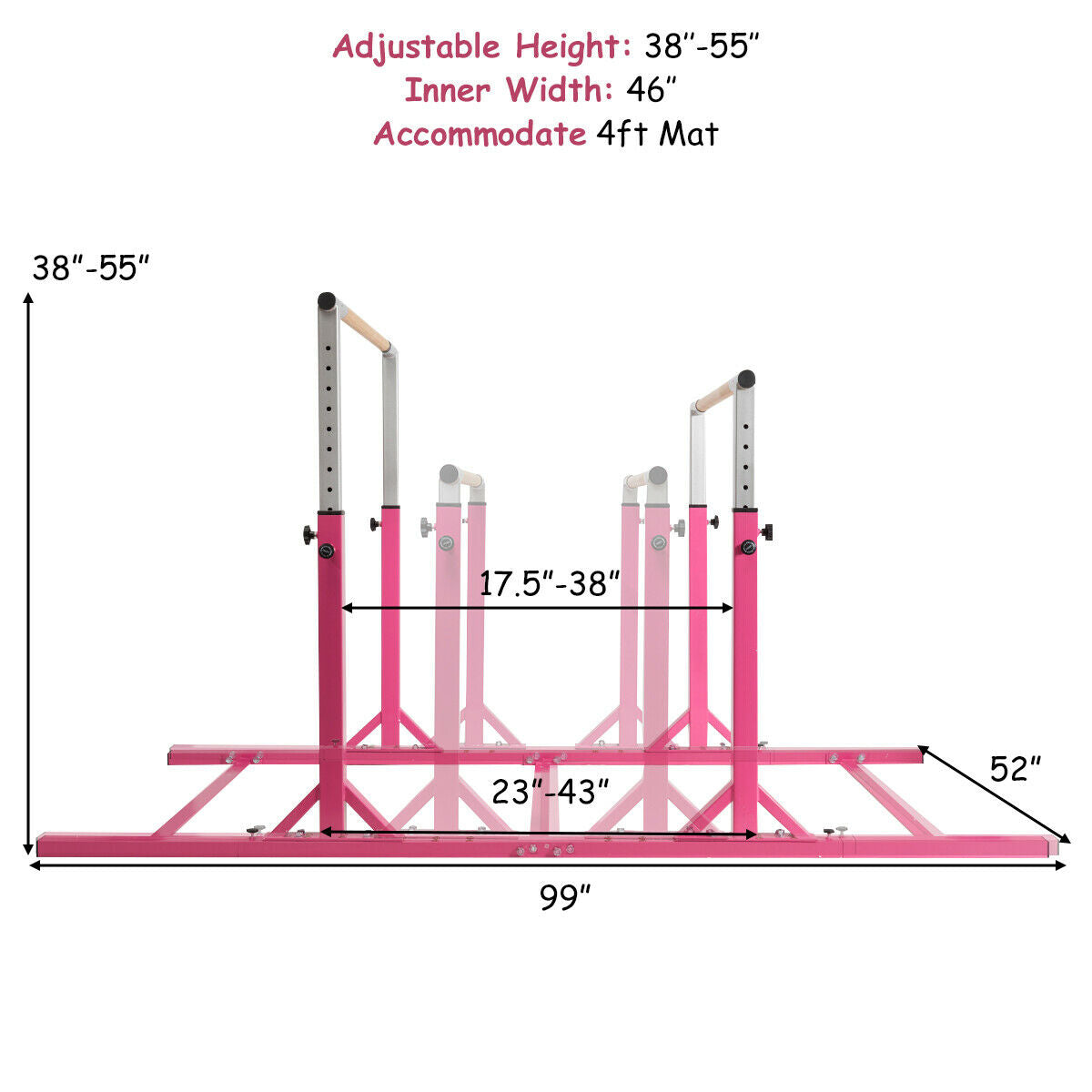 Kids Double Horizontal Bars Gymnastic Training Parallel Bars Adjustable