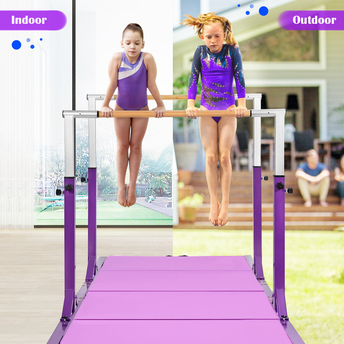 Kids Double Horizontal Bars Gymnastic Training Parallel Bars Adjustable