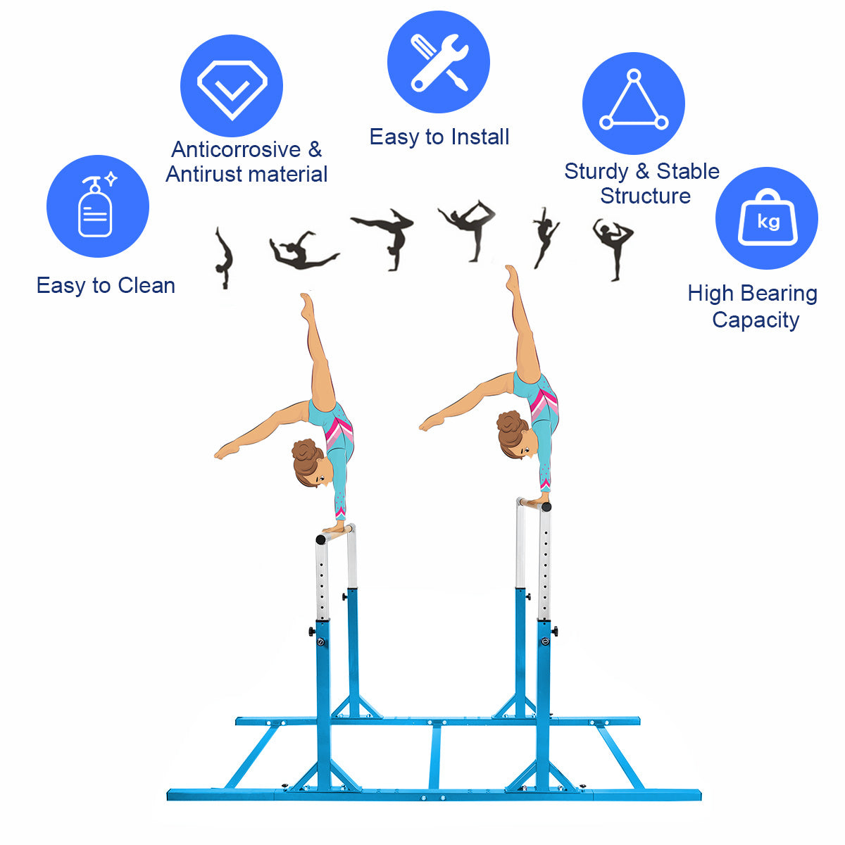 Kids Double Horizontal Bars Gymnastic Training Parallel Bars Adjustable