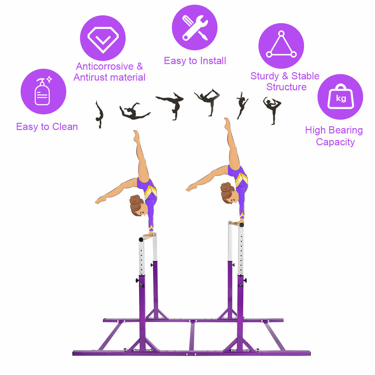 Kids Double Horizontal Bars Gymnastic Training Parallel Bars Adjustable