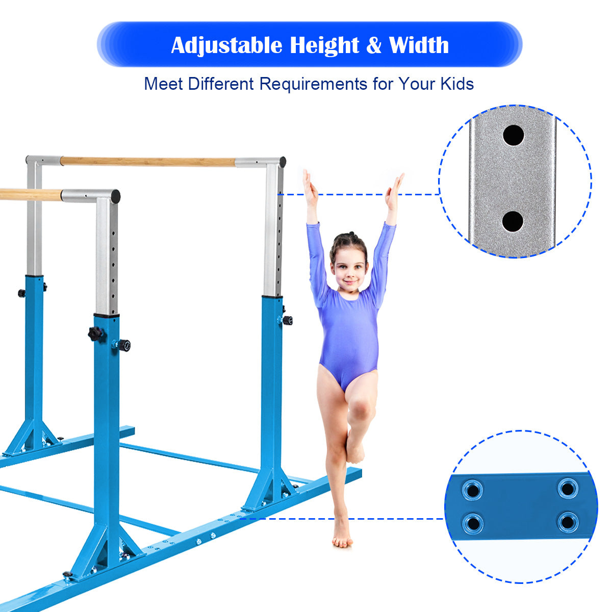 Kids Double Horizontal Bars Gymnastic Training Parallel Bars Adjustable
