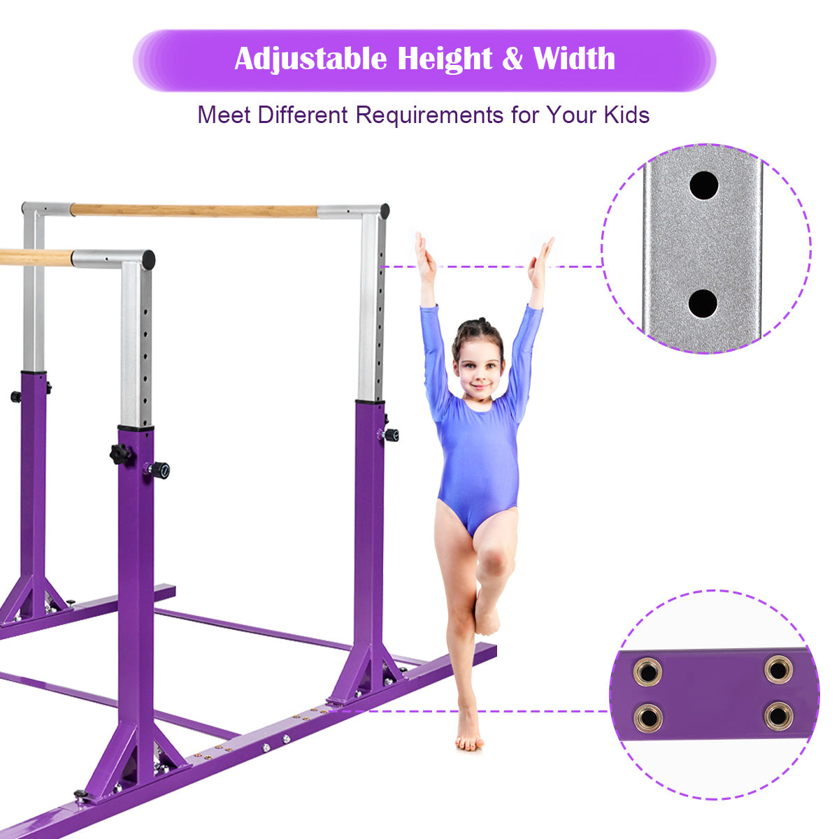 Kids Double Horizontal Bars Gymnastic Training Parallel Bars Adjustable