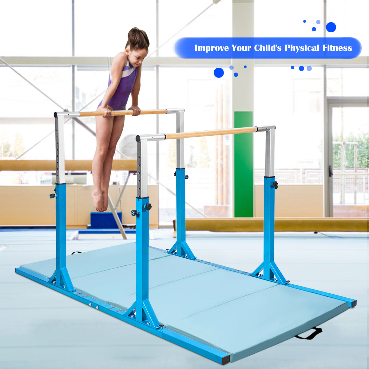 Kids Double Horizontal Bars Gymnastic Training Parallel Bars Adjustable