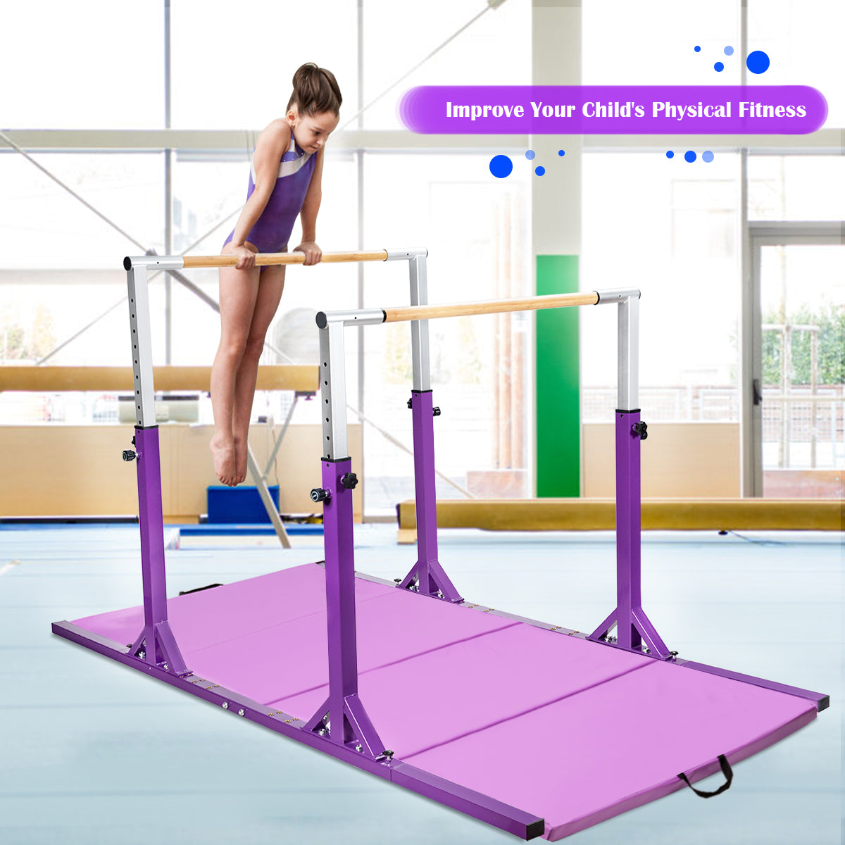 Kids Double Horizontal Bars Gymnastic Training Parallel Bars Adjustable