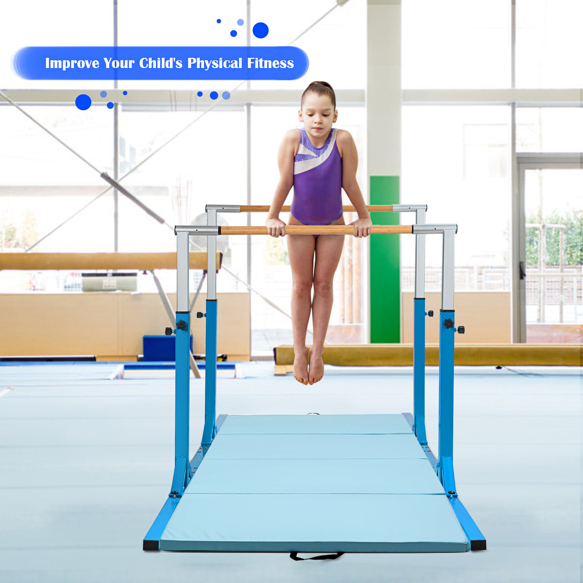 Kids Double Horizontal Bars Gymnastic Training Parallel Bars Adjustable