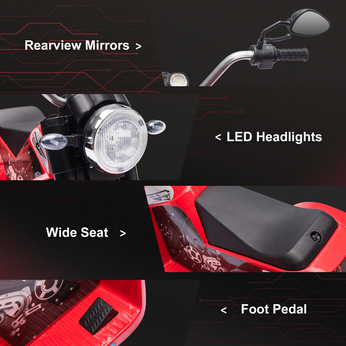 Kids Electric Motorcycle 6V Battery Powered Ride-On Dirt Bike 3-Wheels Motorbike with Horn Headlights Realistic Sounds 1.24mph Speed for Girls Boy 18 - 36 Months-Toys & Games > Baby & Toddler Toys > Electric Ride-On Toys > Electric Motorcycles-DECOROLALA