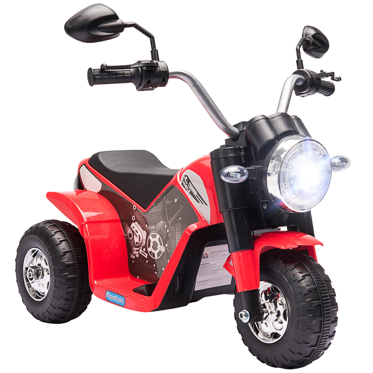 Kids Electric Motorcycle 6V Battery Powered Ride-On Dirt Bike 3-Wheels Motorbike with Horn Headlights Realistic Sounds 1.24mph Speed for Girls Boy 18 - 36 Months-Toys & Games > Baby & Toddler Toys > Electric Ride-On Toys > Electric Motorcycles-DECOROLALA