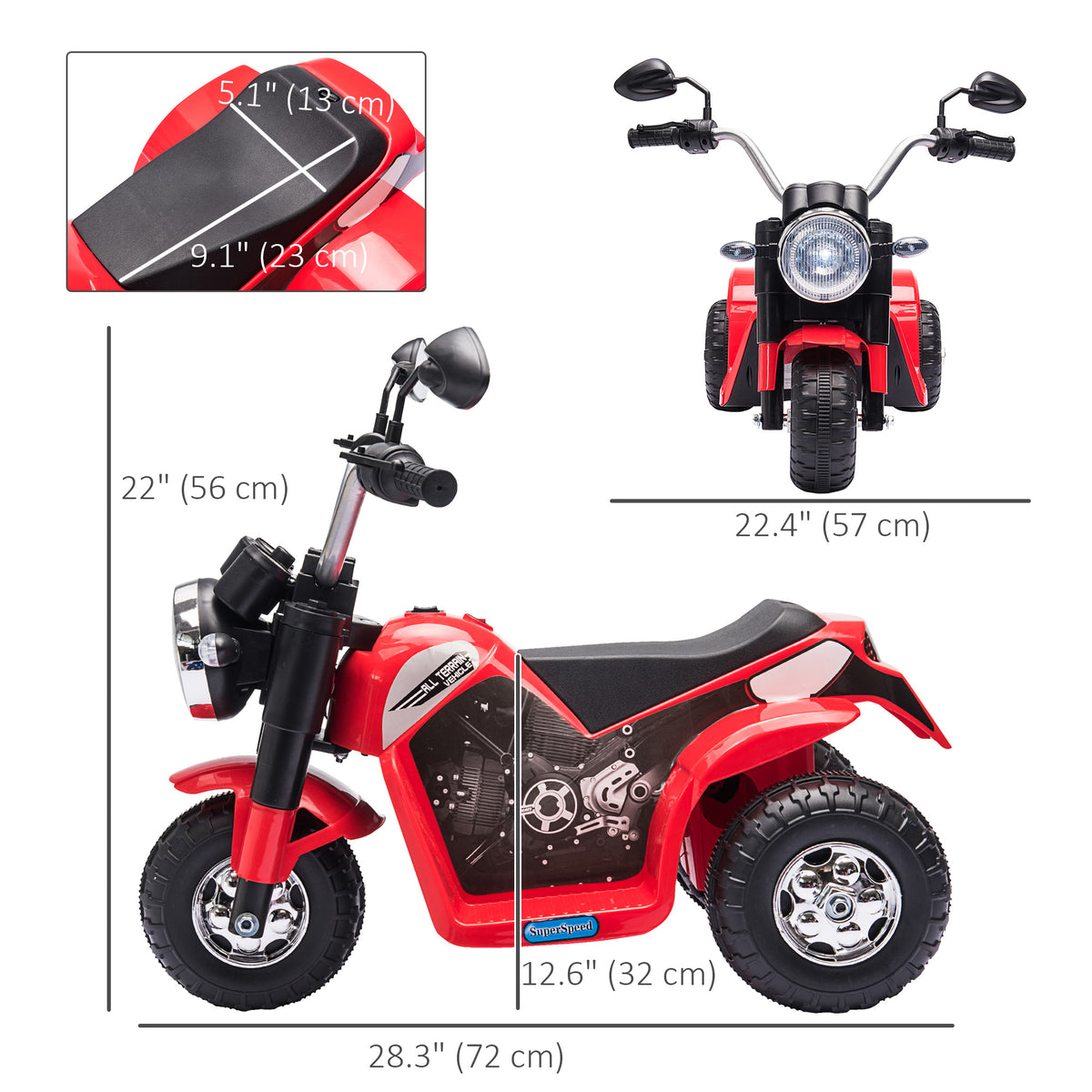 Kids Electric Motorcycle 6V Battery Powered Ride-On Dirt Bike 3-Wheels Motorbike with Horn Headlights Realistic Sounds 1.24mph Speed for Girls Boy 18 - 36 Months-Toys & Games > Baby & Toddler Toys > Electric Ride-On Toys > Electric Motorcycles-DECOROLALA