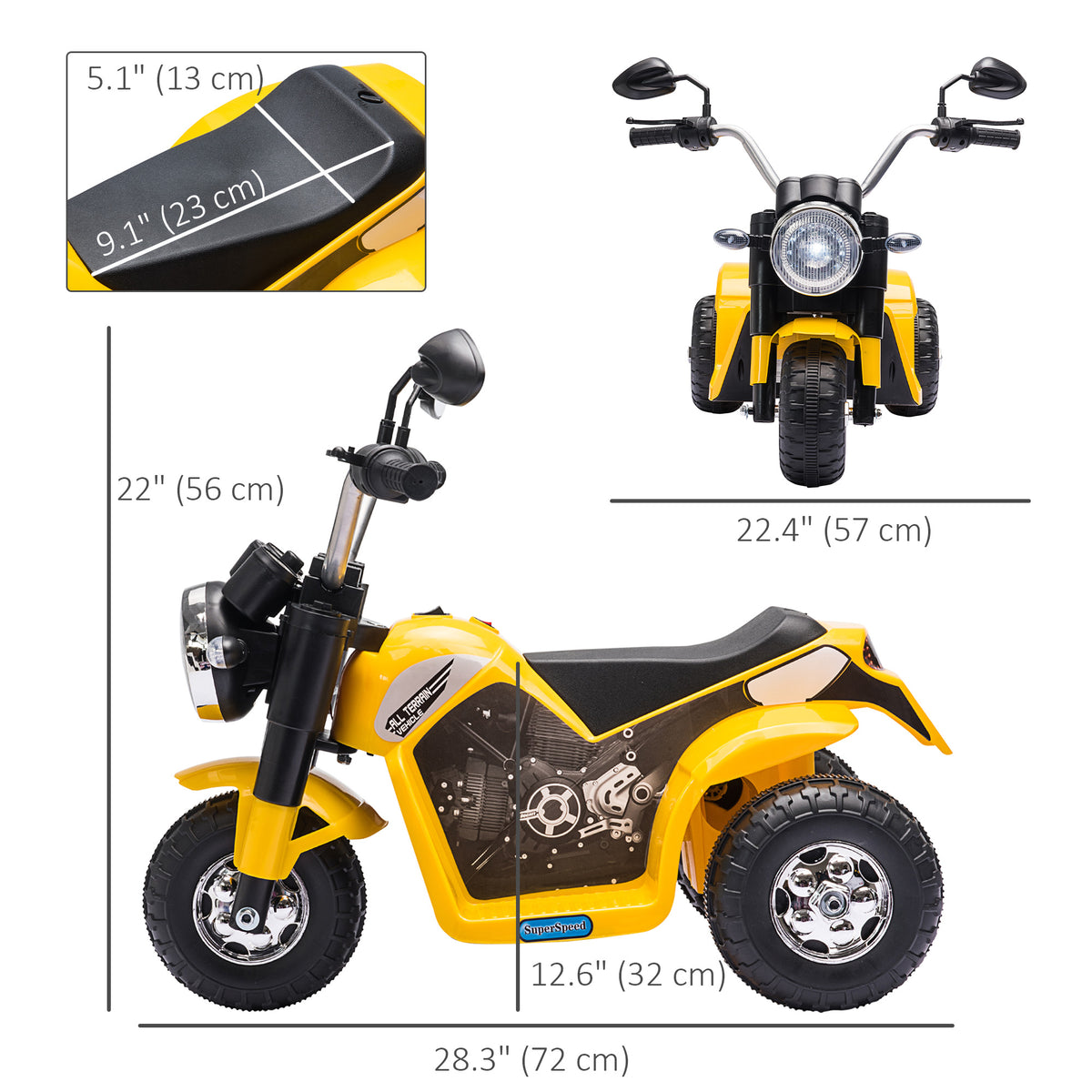 Kids Electric Motorcycle 6V Battery Powered Ride-On Dirt Bike 3-Wheels Motorbike with Horn Headlights Realistic Sounds 1.24mph Speed for Girls Boy 18 - 36 Months-Toys & Games > Baby & Toddler Toys > Electric Ride-On Toys > Electric Motorcycles-DECOROLALA