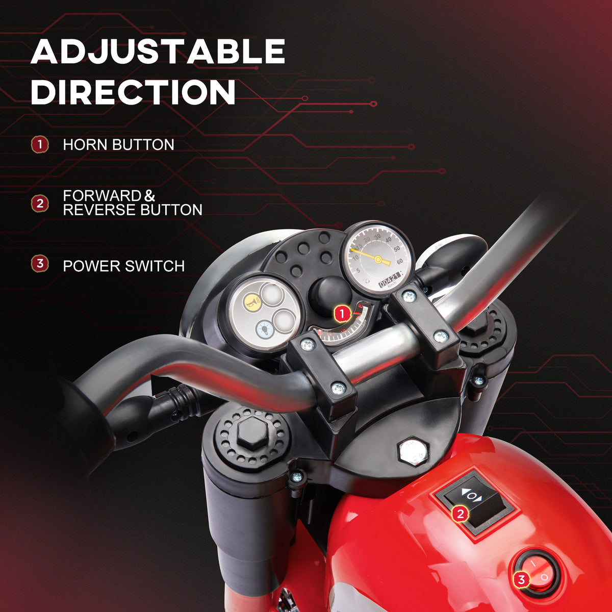 Kids Electric Motorcycle 6V Battery Powered Ride-On Dirt Bike 3-Wheels Motorbike with Horn Headlights Realistic Sounds 1.24mph Speed for Girls Boy 18 - 36 Months-Toys & Games > Baby & Toddler Toys > Electric Ride-On Toys > Electric Motorcycles-DECOROLALA