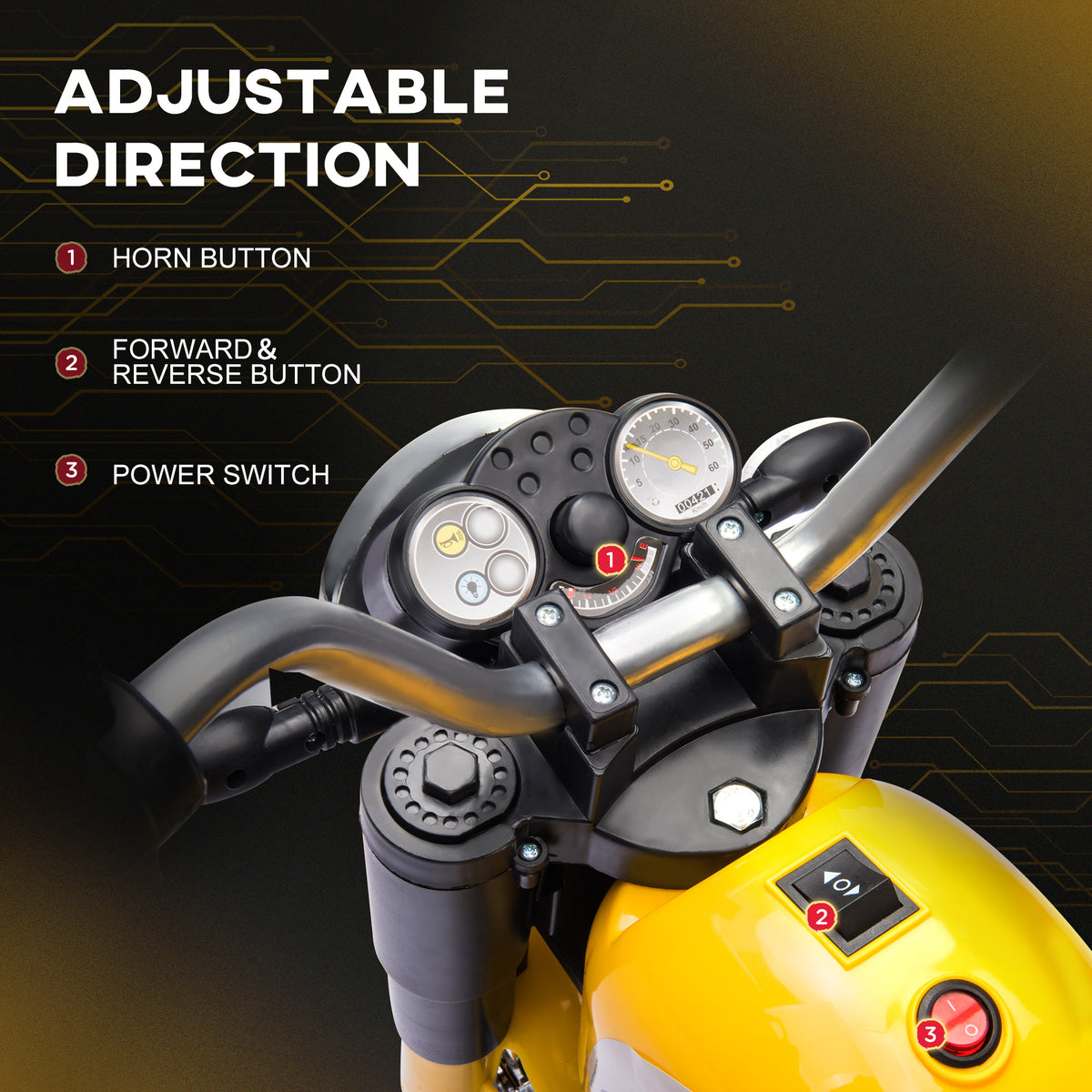 Kids Electric Motorcycle 6V Battery Powered Ride-On Dirt Bike 3-Wheels Motorbike with Horn Headlights Realistic Sounds 1.24mph Speed for Girls Boy 18 - 36 Months-Toys & Games > Baby & Toddler Toys > Electric Ride-On Toys > Electric Motorcycles-DECOROLALA