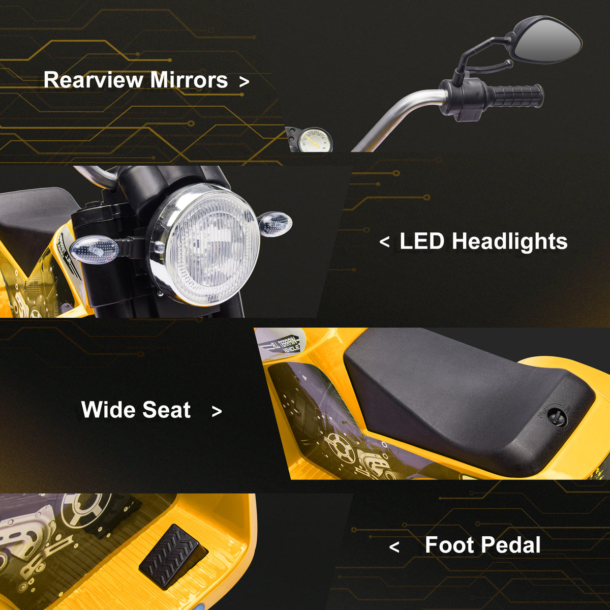 Kids Electric Motorcycle 6V Battery Powered Ride-On Dirt Bike 3-Wheels Motorbike with Horn Headlights Realistic Sounds 1.24mph Speed for Girls Boy 18 - 36 Months-Toys & Games > Baby & Toddler Toys > Electric Ride-On Toys > Electric Motorcycles-DECOROLALA