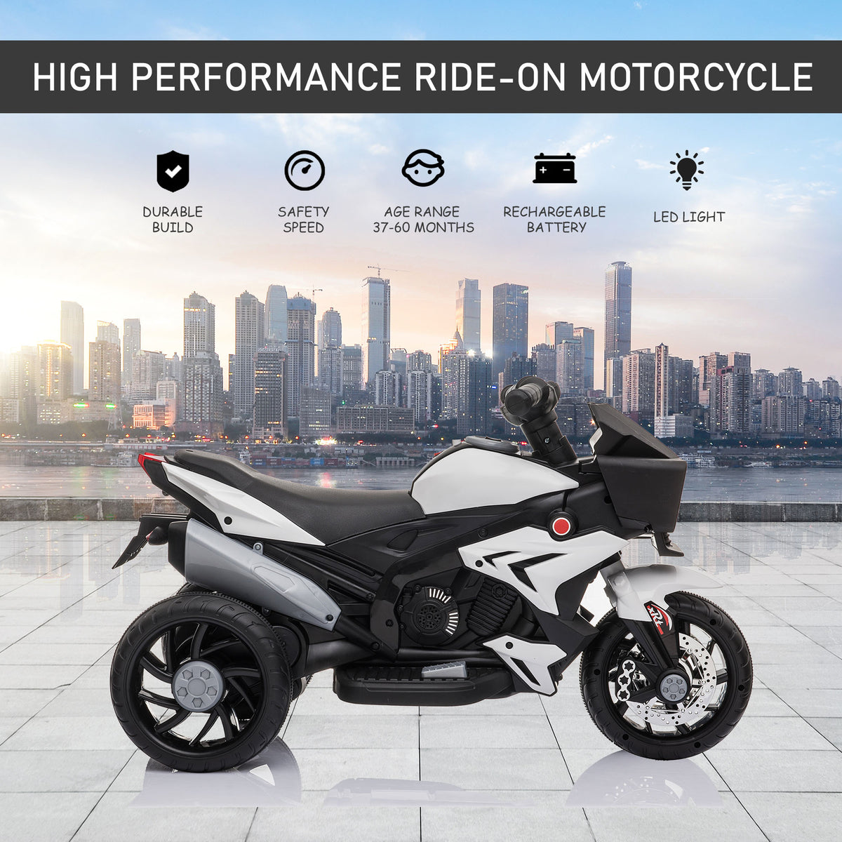 Kids Electric Pedal Motorcycle Ride-On Toy 6V Battery Powered w/ Music Horn Headlights Motorbike for 37â€“60 M-Toys & Games > Baby & Toddler Toys > Electric Ride-On Toys > Electric Motorcycles-DECOROLALA