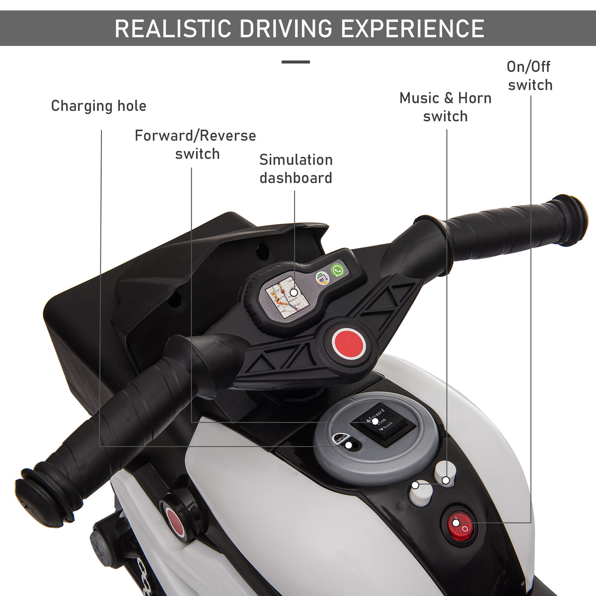 Kids Electric Pedal Motorcycle Ride-On Toy 6V Battery Powered w/ Music Horn Headlights Motorbike for 37â€“60 M-Toys & Games > Baby & Toddler Toys > Electric Ride-On Toys > Electric Motorcycles-DECOROLALA