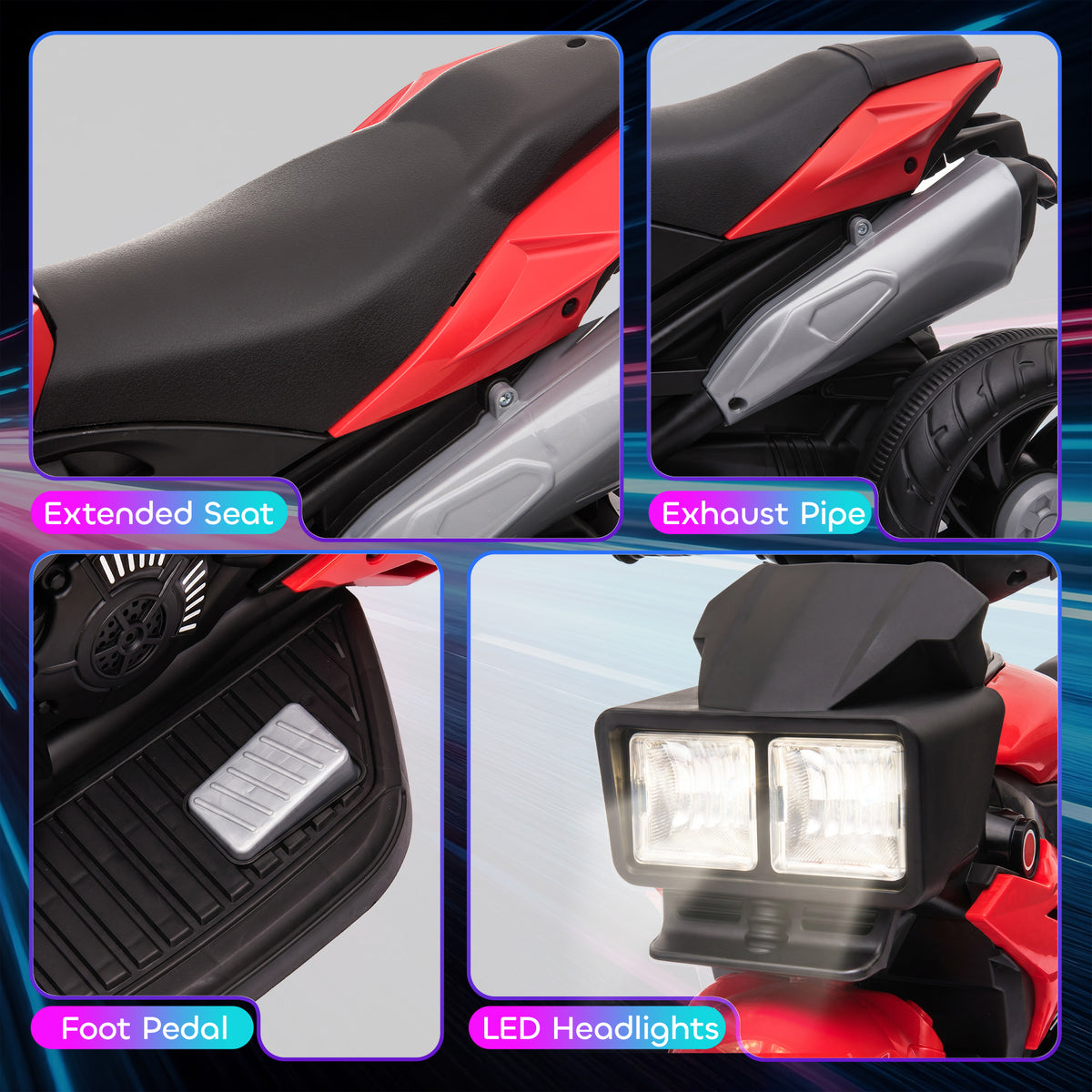 Kids Electric Pedal Motorcycle Ride-On Toy 6V Battery Powered w/ Music Horn Headlights Motorbike for 37â€“60 M-Toys & Games > Baby & Toddler Toys > Electric Ride-On Toys > Electric Motorcycles-DECOROLALA