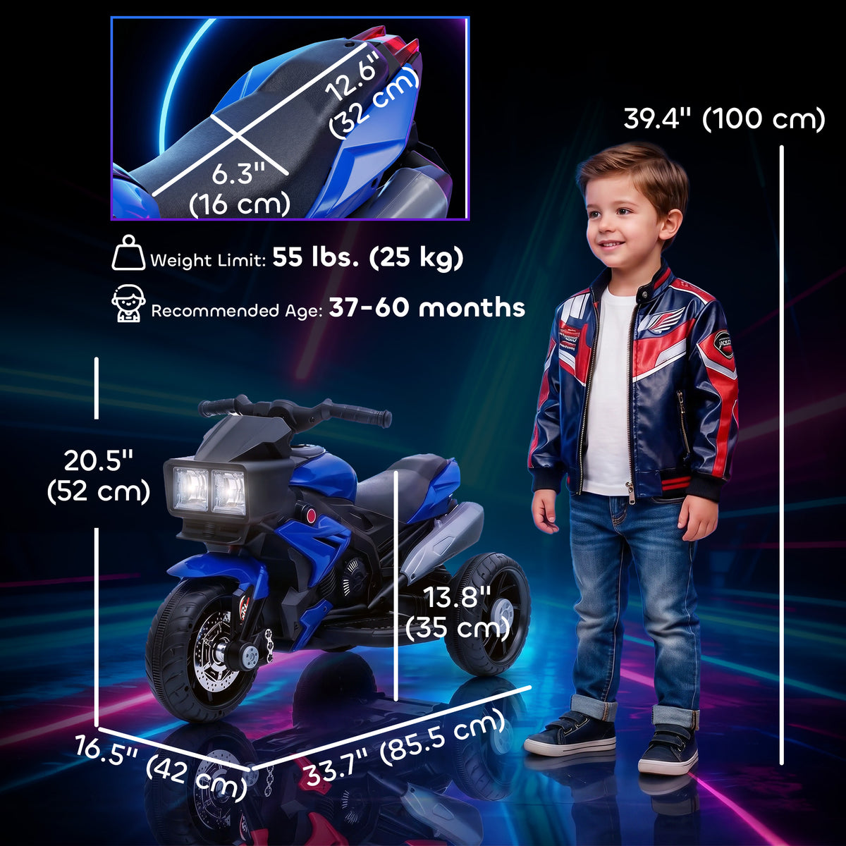 Kids Electric Pedal Motorcycle Ride-On Toy 6V Battery Powered w/ Music Horn Headlights Motorbike for 37â€“60 M-Toys & Games > Baby & Toddler Toys > Electric Ride-On Toys > Electric Motorcycles-DECOROLALA