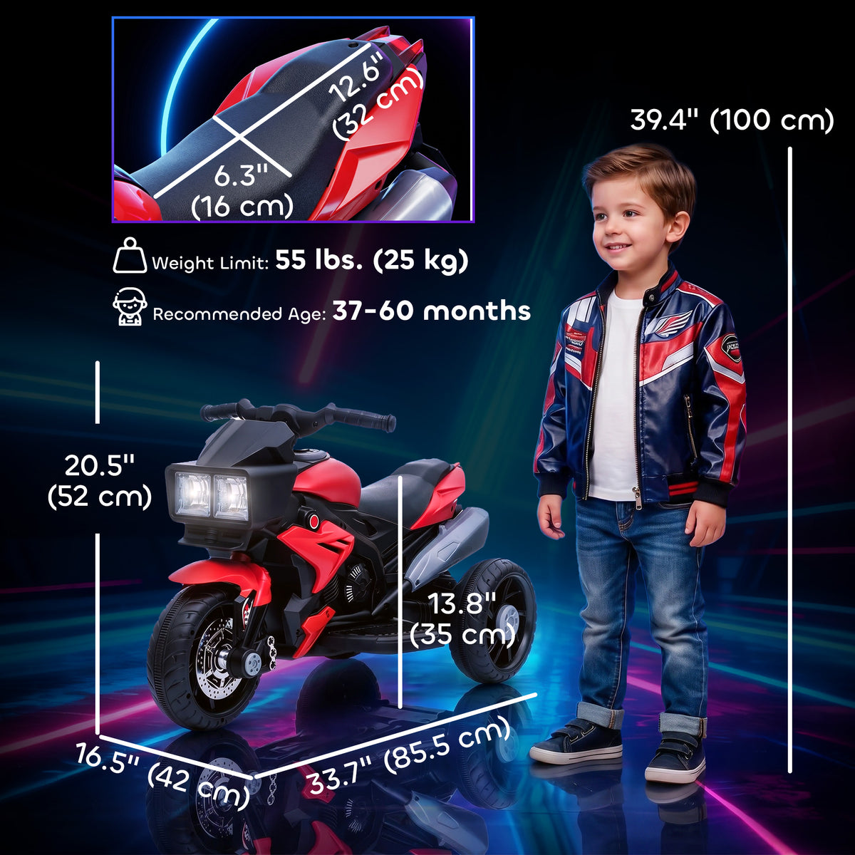 Kids Electric Pedal Motorcycle Ride-On Toy 6V Battery Powered w/ Music Horn Headlights Motorbike for 37â€“60 M-Toys & Games > Baby & Toddler Toys > Electric Ride-On Toys > Electric Motorcycles-DECOROLALA