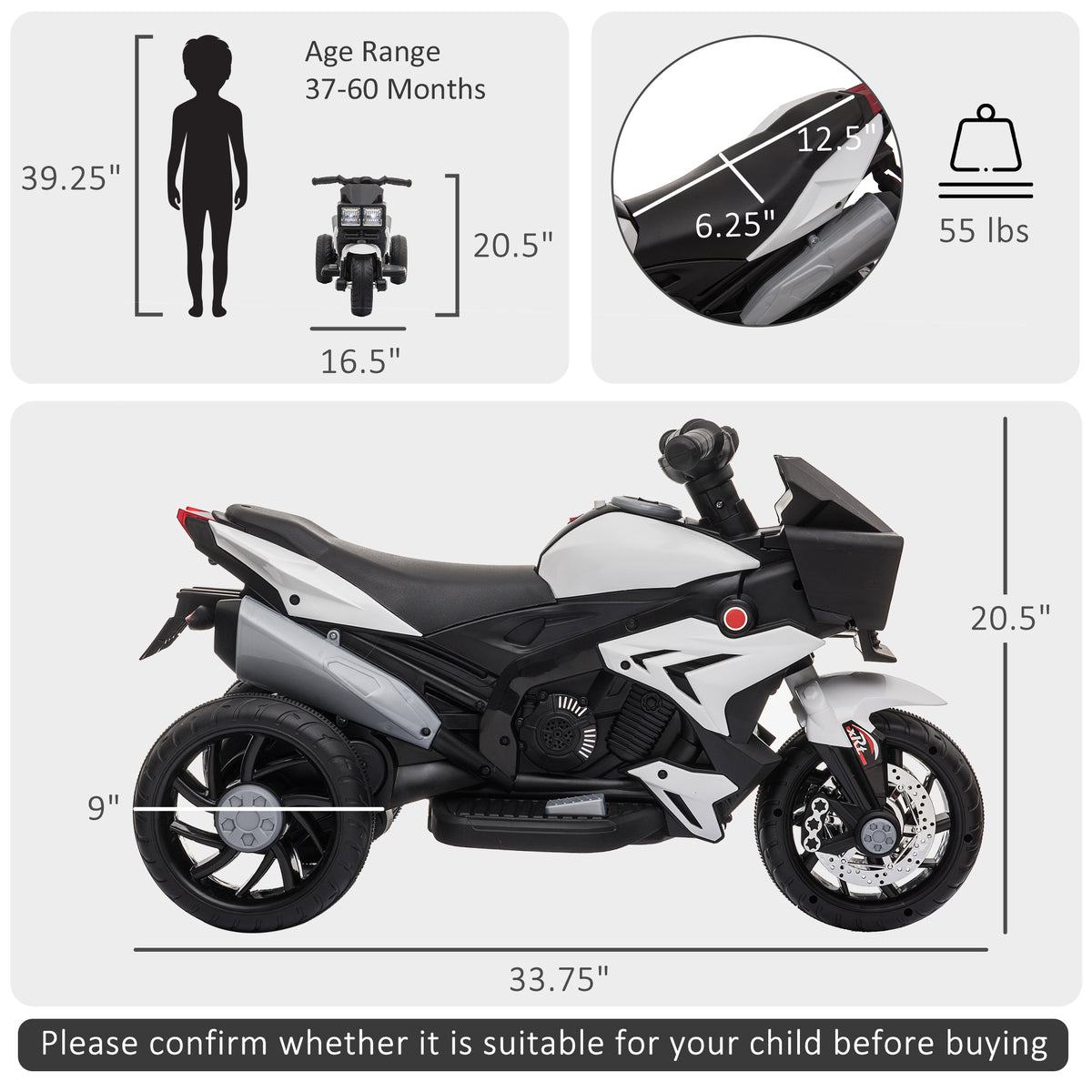 Kids Electric Pedal Motorcycle Ride-On Toy 6V Battery Powered w/ Music Horn Headlights Motorbike for 37â€“60 M-Toys & Games > Baby & Toddler Toys > Electric Ride-On Toys > Electric Motorcycles-DECOROLALA